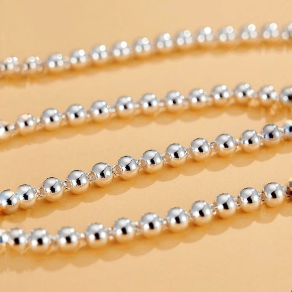 *NEW 925 Sterling Silver 18'' Bead Necklace - Picture 2 of 6